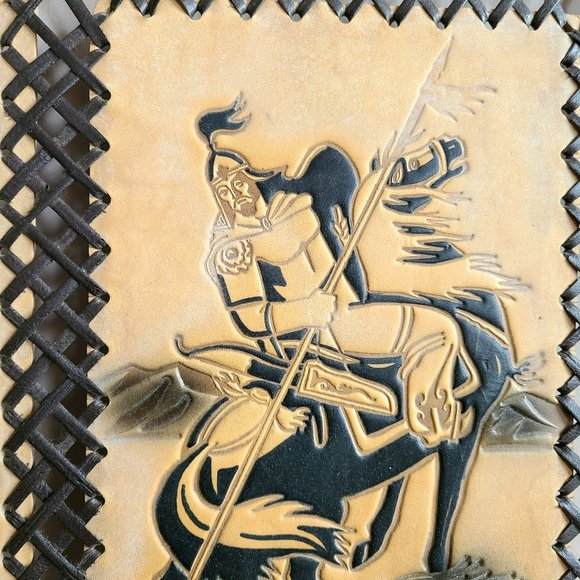 Framed tooled leather painting. - Picture 4 of 5